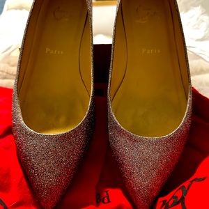 Christian Louboutin Pigalle Glitter leather flat size 39.